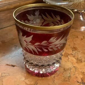 Ebeling & Reuss Ruby Cut to Clear Crystal Double Old Fashioned Glass
